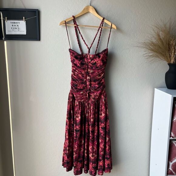 NEW Ulla Johnson Dress Marcella Wild‎ Rose Pink Print Halter Midi Dress Size 2 - Picture 2 of 12